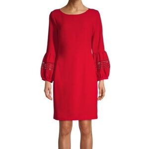 Karl Lagerfeld Lantern Cuff Shift Dress Women’s‎ Size 4 Red Balloon Sleeve